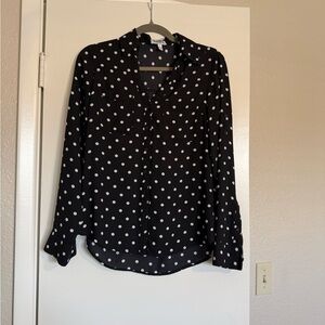 adidas Black and White Polka Dot Button-Down Shirt